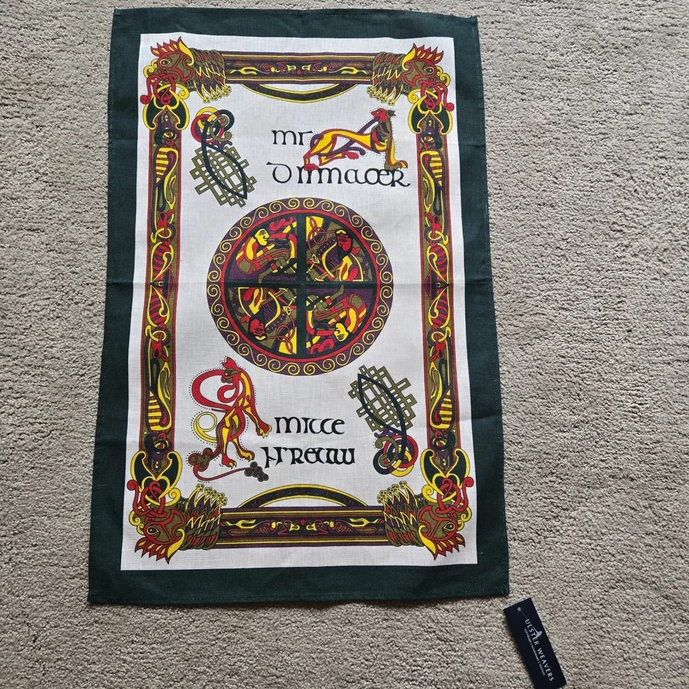 Ulster Weavers Celtic Book of Kells Linen Tea Towel Failte Irish Heritage New